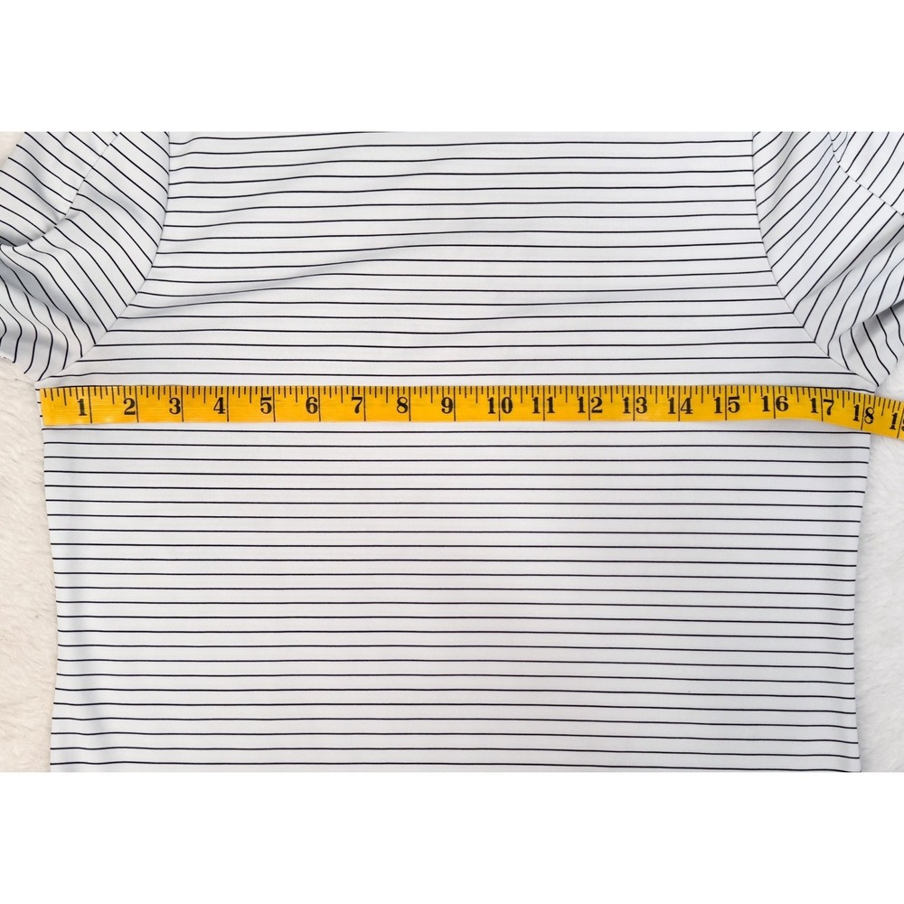 Ann Taylor Factory Blouse White Black Stripe Flutter Elbow Sleeve Top - Small - Picture 9 of 10
